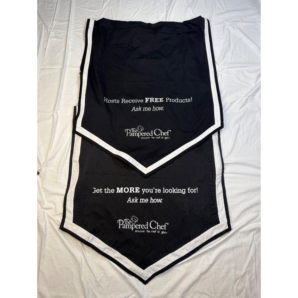 Pampered Chef Consultant Table Runner Black White Logo Host Join Party Display‎